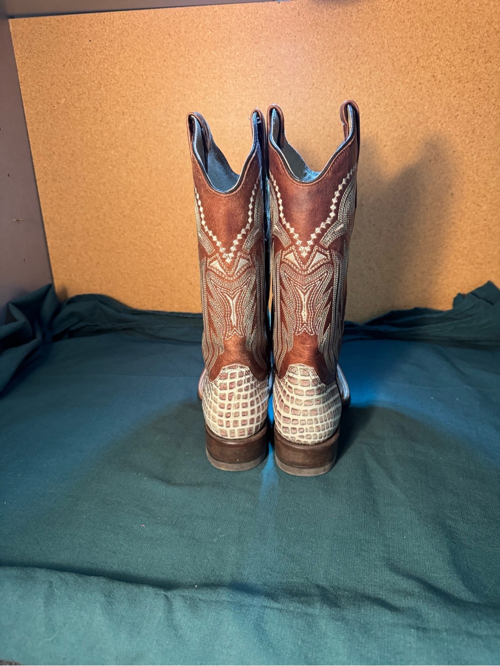 Roper Brown and White Croc-Print Western Heeled Boots - Picture 3 of 7